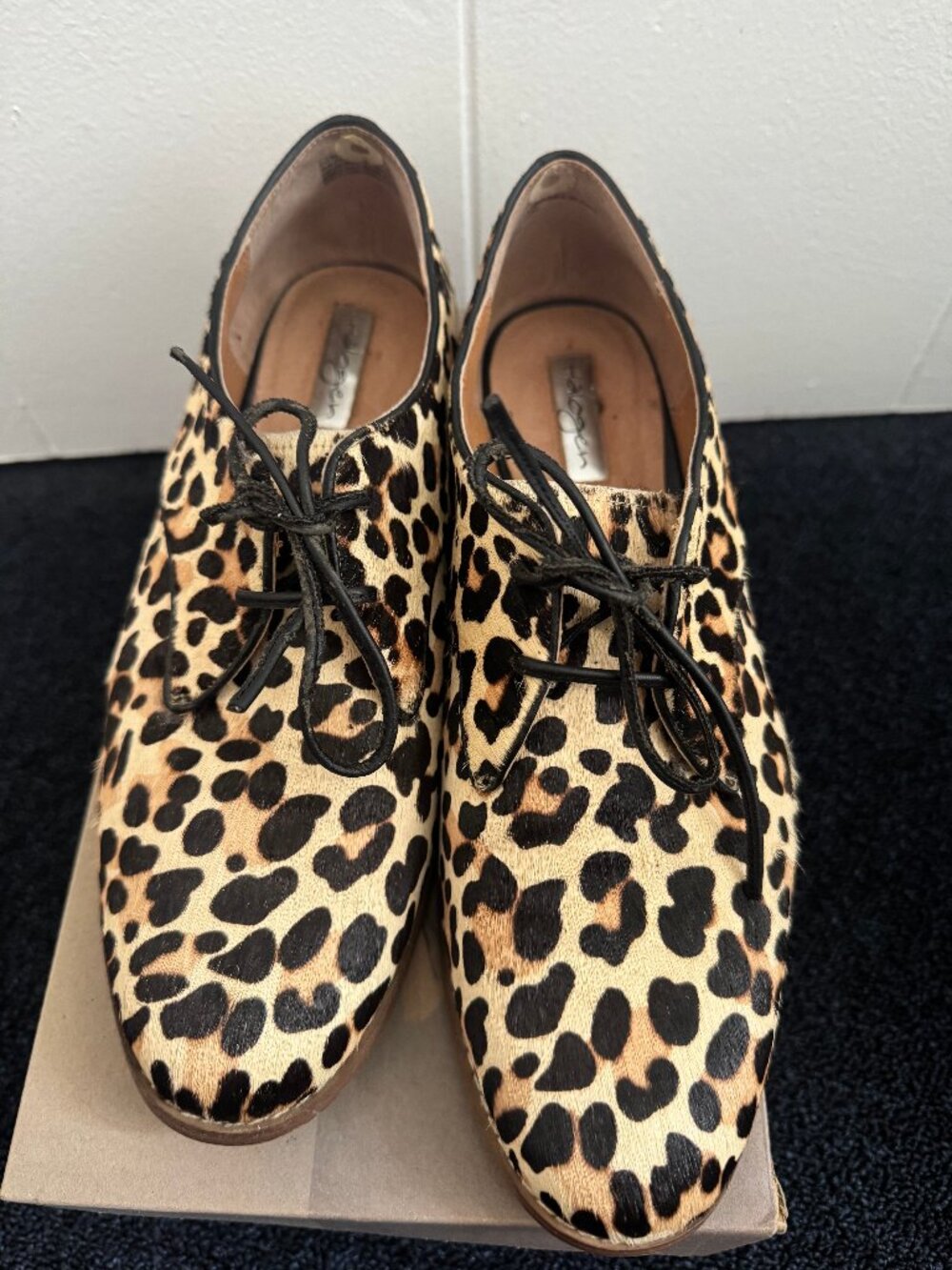 Halogen Leopard Print Calf Hair Oxford Shoes Size 10